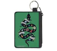 Buckle-Down The Wizarding World of Harry Potter Wallet, Zip Clutch, Harry Potter Slytherin Serpent Traits Tattoo Green, Canvas, Harry Potter, 4.25" x 3.25"