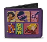 Buckle-Down Totally Spies! Wallet, Bifold, Totally Spies Action Poses Icon Blocks and Title Logo Purple, Vegan Leather