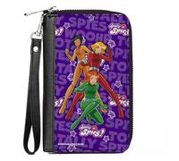 Buckle-Down Totally Spies! Wallet, Zip Around, Totally Spies Group Pose and Text Purples, Vegan Leather