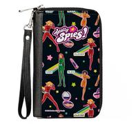 Buckle-Down Totally Spies! Wallet, Zip Around, Totally Spies Names Poses and Gadgets Collage Multi Color, Vegan Leather
