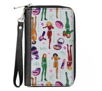 Buckle-Down Totally Spies! Wallet, Zip Around, Totally Spies Pose and Gadgets Collage Gray Multi Color, Vegan Leather