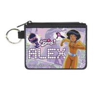 Buckle-Down Totally Spies! Wallet, Zip Clutch, Totally Spies Alex Action Pose and Icons Purples, Canvas, XS, Casual