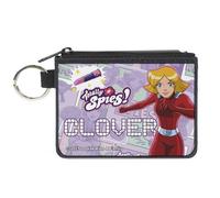 Buckle-Down Totally Spies! Wallet, Zip Clutch, Totally Spies Clover Action Pose and Icons Purples, Canvas, XS, Casual