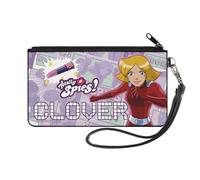 Buckle-Down Totally Spies! Wallet, Zip Clutch, Totally Spies Clover Action Pose and Icons Purples, Canvas, S, Casual