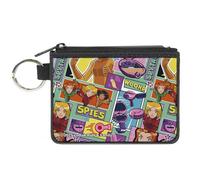 Buckle-Down Totally Spies! Wallet, Zip Clutch, Totally Spies Poses and Icon Blocks Blue Multi Color, Canvas, XS, Casual