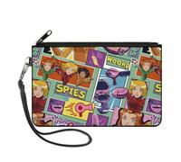 Buckle-Down Totally Spies! Wallet, Zip Clutch, Totally Spies Poses and Icon Blocks Blue Multi Color, Canvas, L, Casual