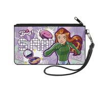 Buckle-Down Totally Spies! Wallet, Zip Clutch, Totally Spies Sam Action Pose and Icons Purples, Canvas, S, Casual