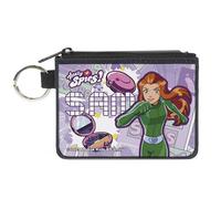 Buckle-Down Totally Spies! Wallet, Zip Clutch, Totally Spies Sam Action Pose and Icons Purples, Canvas, XS, Casual