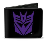 Hasbro Wallet, Bifold, Transformers Decepticon Shield Black Purple, Vegan Leather, Black, 4.0" x 3.5", Casual