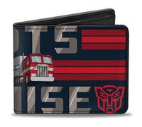 Buckle-Down Transformers Bifold Wallet | Transformers Optimus Prime Robots In Disguise Icons Blue Reds Billfold Credit Card and ID Slots Vegan Leather