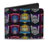 Buckle-Down Transformers Wallet, Bifold, Transformers Character Trio Face and Name Icons Multi Color, Vegan Leather