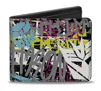 Buckle-Down Transformers Wallet, Bifold, Transformers Icons and Names Graffiti Collage Multi Color, Vegan Leather