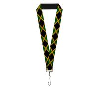 Buckle Down Women's Lanyard-1.0"-Jamaica Flags Vintage Black Key Chain, Multicolor, One Size