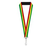 Buckle Down unisex-adult mensLanyard - 1.0" - Rasta Stripes Painted Green/Yellow/Red Key Chain - multi - One Size