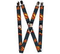 Buckle-Down Men's Suspenders-Superman Action Pose/Scattered Shield Navy/Gold, Multicoloured, One Size