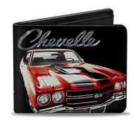Buckle Down unisex-adult Wallet 1970 Chevrolet Chevelle Black/silver/red Wallet 1970 Chevrolet Chevelle Black/Silver/Red Bi-Fold Wallet