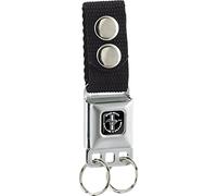 Buckle Down Women's Keychain-Ford Mustang Tri-bar Logo Black/White/Silver/red/Key Chain, Multicolor, One Size