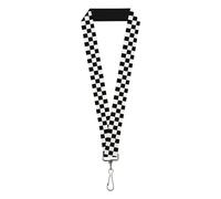 Buckle Down unisex-adultLanyard - 1.0" - Checker Black/White Key Chain - multi - One Size