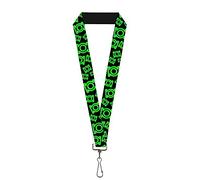 Buckle-Down Unisex-Adult's Lanyard-1.0"-Electric Lantern Logo Scattered Black/Green Key Chain, Multi, One Size