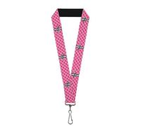 Buckle-Down Unisex-Adult's Lanyard-1.0"-Ford Mustang W/Bars W/Text Pink Repeat, Multicolor, One-Size, Multicolor, One size