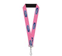 Buckle-Down Unisex-Adult's Lanyard-1.0"-Ford Oval W/Text Pink Repeat Key Chain, Multicolor, One Size