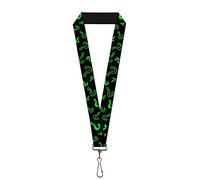 Buckle-Down Unisex-Adult's Lanyard-1.0"-Question Mark Scattered2 Black/Neon Green Key Chain, Multicolor, One Size