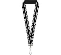 Buckle Down Unisex-Adult's Lanyard-1.0"-Union Jack Distressed Black/White Key Chain, Multi, One Size