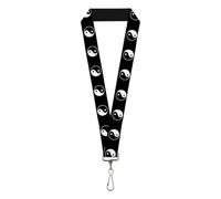 Buckle Down Unisex-Adult's Lanyard-1.0"-Ying Yang Symbol Black/White Key Chain, Multi, One Size