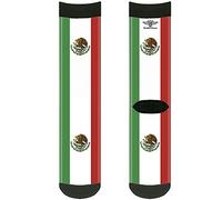 Buckle-Down Unisex-Adult's Socks Mexico Flags Crew Backpacks, Multicolor