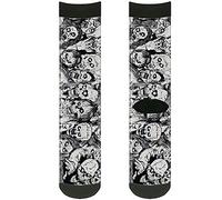 Buckle-Down Unisex-Adult's Socks Zombie Skulls Sketch Crew, Multicolor, Multicolor, CREW