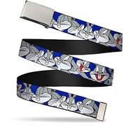 Buckle-Down Unisex-Adult's Web Belt Bugs Bunny 1.25", Bugs Bunny Close-up Poses Blue, 1.25" Wide - Fits up to 42" Pant Size