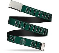 Buckle-Down Unisex-Adult's Web Belt 1.25", Harry Potter Slytherin & Crest Green/Black, Wide-Fits up to 42" Pant Size