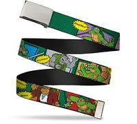 Buckle-Down unisex-adult's Web Belt Ninja Turtles 1.25", Classic TMNT Character Comic Scenes, Wide-Fits up to 42" Pant Size