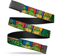 Buckle-Down Unisex-Adult's Web Belt Ninja Turtles 1.25", Classic Tmnt Group Pose3/Tmnt Logo Green/Multi Color, 1.25" Wide - Fits up to 42" Pant Size