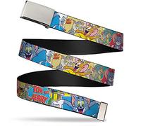Buckle-Down Unisex-Adult's Web Belt Tom and Jerry, Multicolor, 1.5" Wide-Fits up to 42" Pant Size, Multicolor, 1.5" Wide/Fits up to 42" Pant Size
