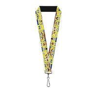 Buckle-Down Unisex's Lanyard Squarepants Key Chain, Spongebob Expressions Stripe Blue, Default