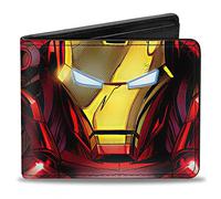 Buckle-Down Men's PU Bifold Wallet-Iron Man Face + Chest Arc Reactor Close-UP, Multicolor, 4.0" x 3.5", Multicolor, 4.0" x 3.5", Pu Bifold Wallet - Iron Man Face + Chest Arc Reactor