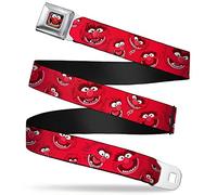 Buckle-Down Unisex's Seatbelt Belt Muppets Kids, Animal Expressions Scattered Red, 20-36 Inches