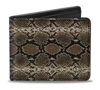 Buckle-Down Wallet, Bifold, Snake Skin Pattern Print Browns, Vegan Leather