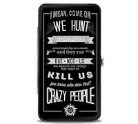 Buckle-Down - Wallet Hinge Wallet - Supernatural Dean Crazy People Quote/Winchester Pentagram Black/Grays Womens Girls One Size