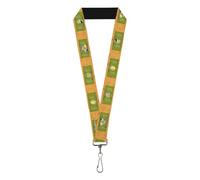 Buckle-Down Warner Bros. Animation Lanyard, Ed Edd N Eddy Money Notes and Icons Orange Greens, Elastic, Multi-color, 44" x 1"