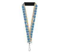 Buckle-Down Warner Bros. Animation Lanyard, Fosters Home For Imaginary Friends Bloo Expressions Beige, Elastic, Blue, 44" x 1"