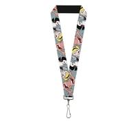 Buckle-Down Warner Bros. Animation Lanyard, The Grim Adventures of Billy and Mandy Group Pose Gray, Elastic, Multicolor, 44" x 1"