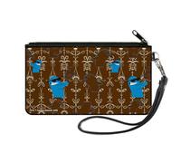 Buckle-Down Warner Bros. Animation Zip Around Wallet, Fosters Home For Imaginary Friends Bloo Poses Black White, Canvas, Brown, S, Casual