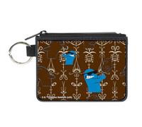 Buckle-Down Warner Bros. Animation Zip Around Wallet, Fosters Home For Imaginary Friends Bloo Poses Black White, Canvas, Brown, XS, Casual