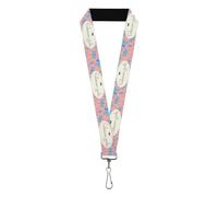 Buckle-Down Warner Bros. Entertainment Inc. Lanyard, Gilmore Girls Dragon Flies and Title Logo Pink White Blues, Elastic, Multi-color, 44" x 1"