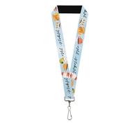 Buckle-Down Warner Bros. Entertainment Inc. Lanyard, Gilmore Girls Lukes Coffee Shop Icons and Script Blue, Elastic, Multi-color, 44" x 1"