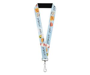 Buckle-Down Warner Bros. Entertainment Inc. Lanyard, Gilmore Girls Lukes Coffee Shop Icons and Script Blue, Elastic, Multi-color, 44" x 1"