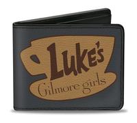 Buckle-Down Warner Bros. Entertainment Inc. Vegan Leather Mens Bifold Wallet with Billfolds, Card Slots & ID Holder - Gilmore Girls Icon Gray Browns, Grey, 4.0" x 3.5", Casual
