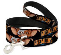 Buckle-Down Warner Bros. Horror Movies Pet Leash, Dog Leash, Gremlins 1984 Gizmo Face Close Up Black, 4 Feet Long 1.0 Inch Wide